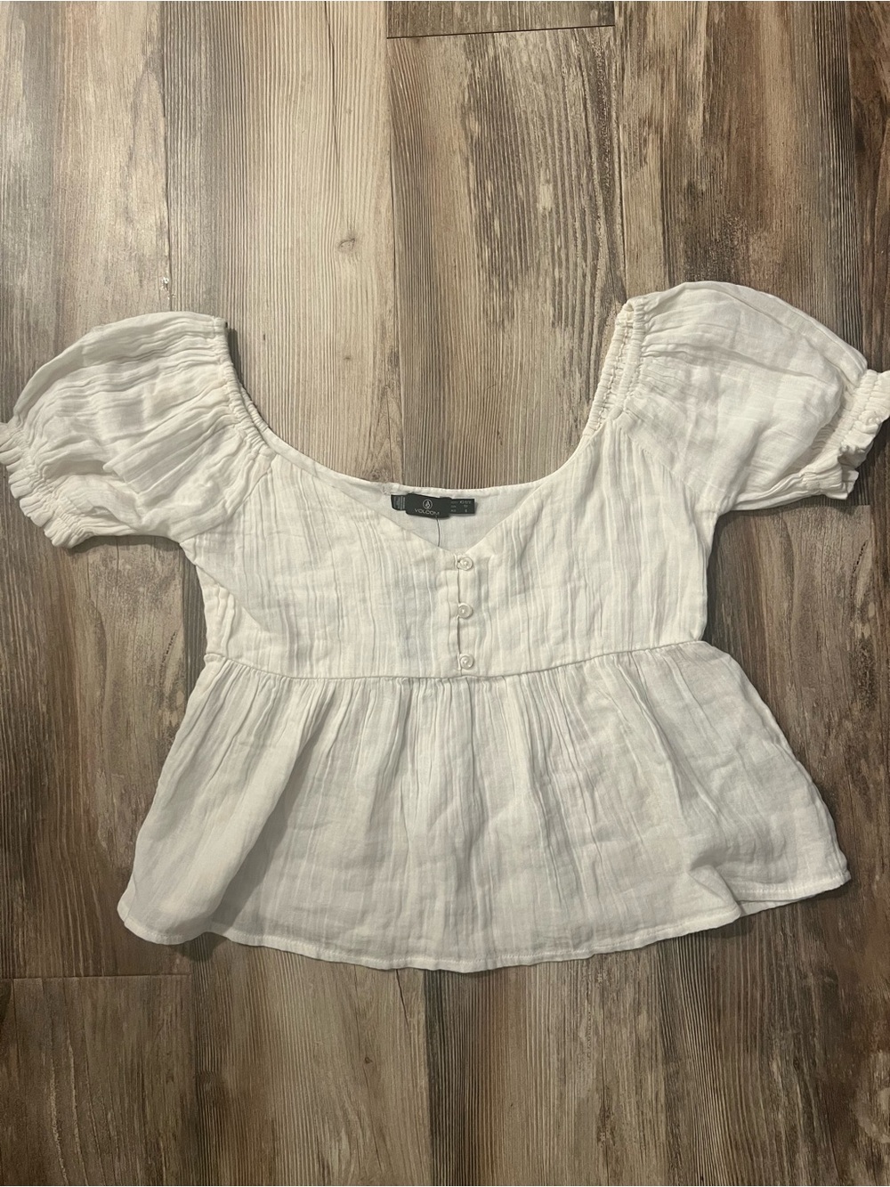 Volcom White Peasant Peplum Blouse